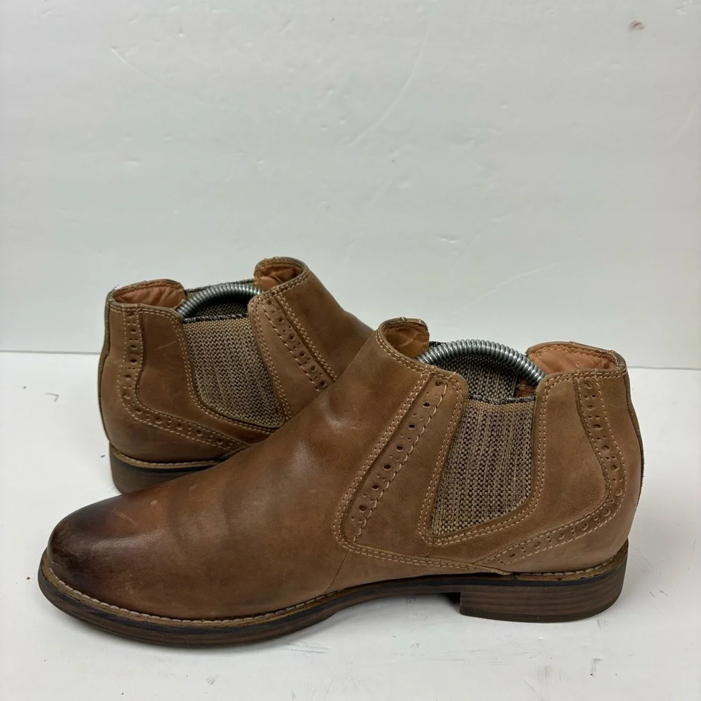 Steve Madden Paxton Men's Brown Leather Chelsea Boots Size 8 Burnished Toe